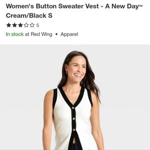 A New Day Black and Cream Button Sweater Vest